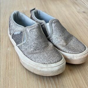 Vans Silver Sparkly Slip-On Sneakers